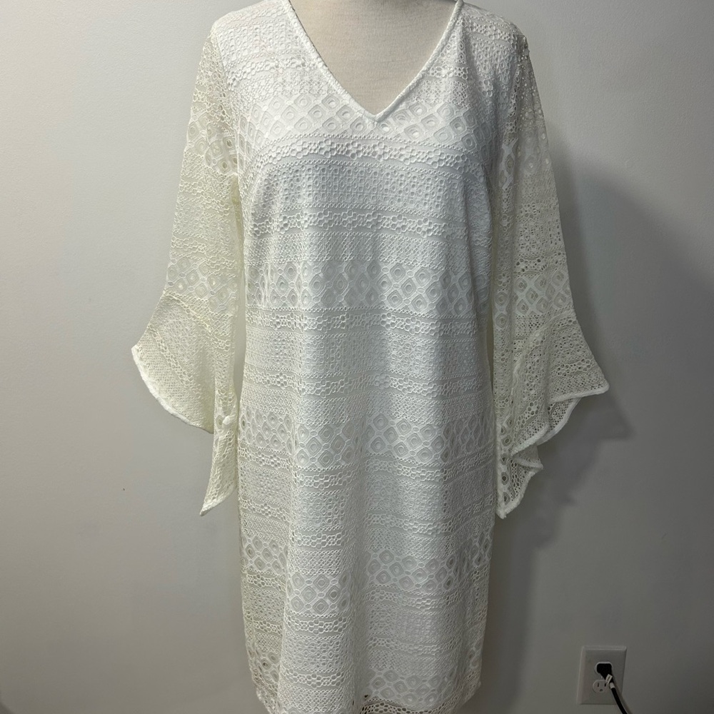 Elegant White Lace Alfani Dress 8 Petite Boho